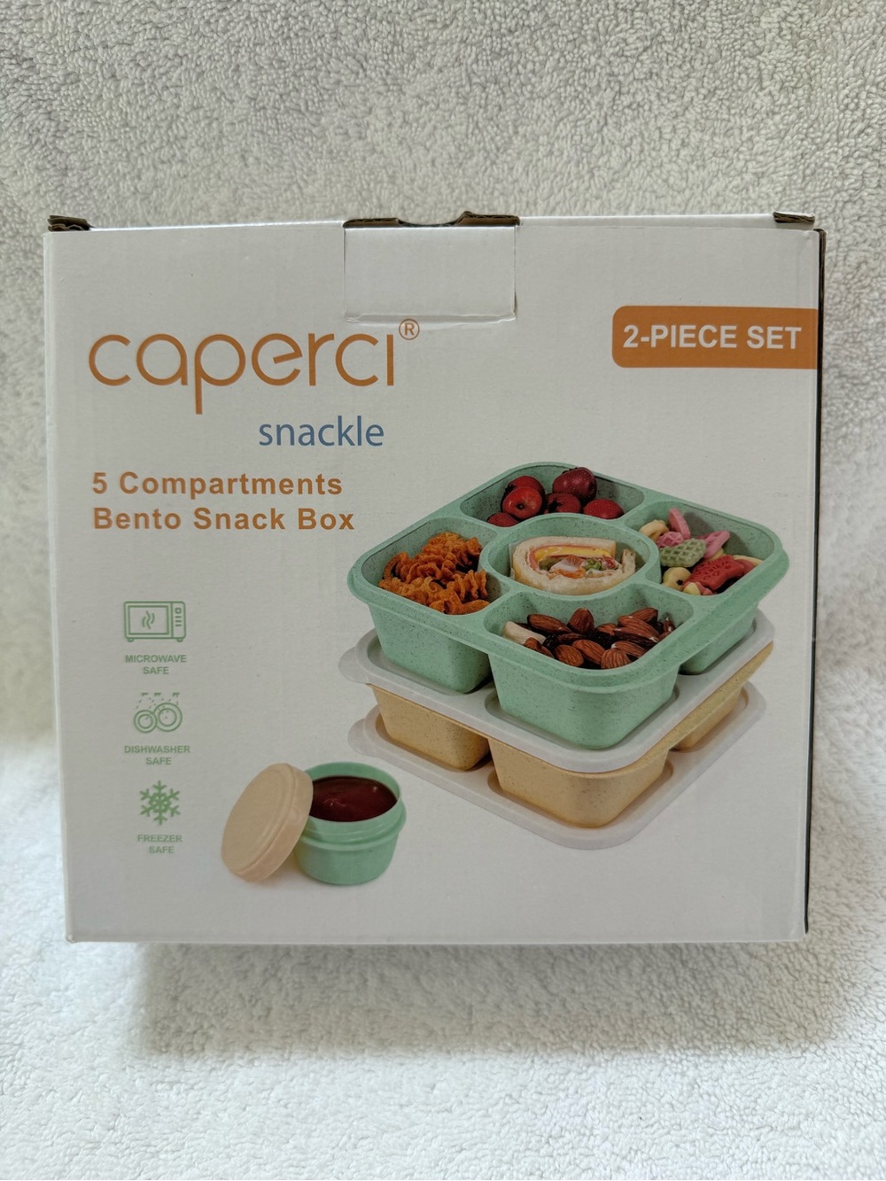 Caperci Snackle 5-Compartment Bento Snack Box - Green